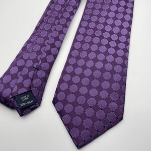 Saddlebred Mens Purple Geometric Silk Necktie